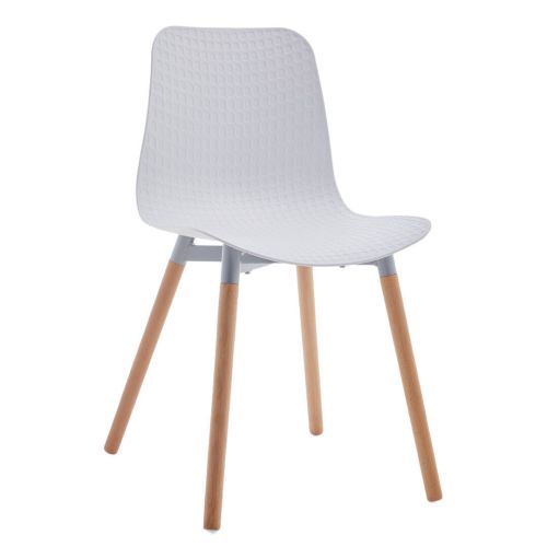 Silla de Polipropileno Blanco DANNY con Patas de Madera de Haya