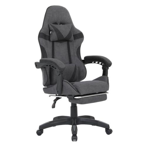 Silla Gaming MÓNACO Tapizada en Poliester Gris/Negra