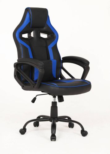 Silla Gaming VORAX Tapizada en Polipiel Negra y Azul