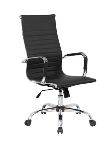 Silla de Oficina Giratoria en Polipiel Negra con Soporte Lumbar RAVEN