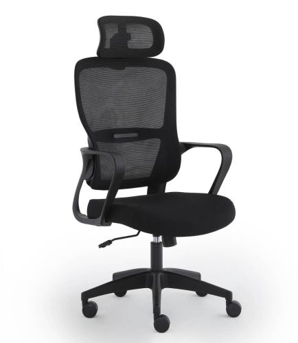 Silla de Oficina Transpirable en Tela Negra con Soporte Lumbar DRAKO