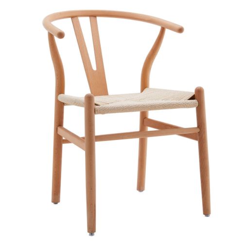 Silla de Comedor LUMA de Madera Natural con Asiento de Cuerda