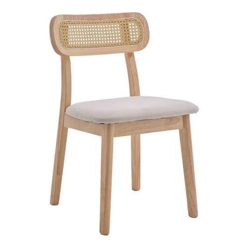 Silla de Comedor KANZA en Madera Maciza con Asiento de Tela