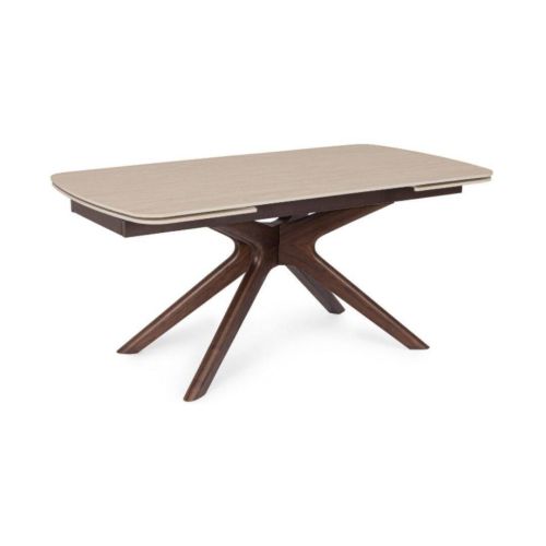 Mesa de Comedor Extensible MARITTA con Tablero Gres y Patas Nogal 0731298