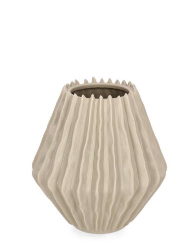 Florero ELDAR de Cerámica Circular Decorativo Bajo en Beige 0503495