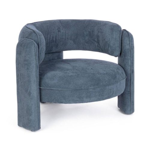 Sillón AISHA Tapizado en Tela Azul con Patas Metálicas 0735251