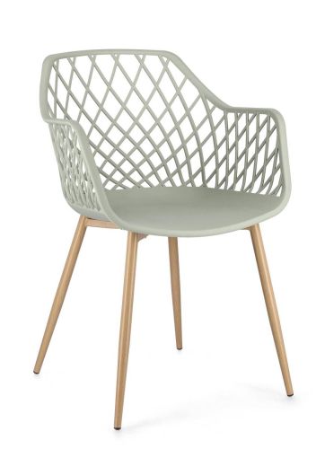 Silla de Comedor OPTIK Patas Efecto Madera y Asiento PP Verde 0733416