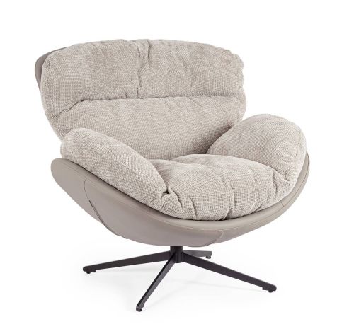 Sillón ADINDA Giratorio 360º en Tela Gris Oscuro/Vison 0732240
