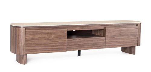 Mueble TV EZEKIEL con Tablero Efecto Travertino y Nogal 0747347