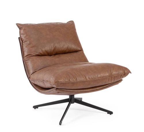 Sillón Giratorio ALANEZ Tapizado en Poliuretano Coñac 0732249