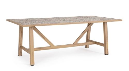 Mesa de Jardín KALIMERA con Tablero Porcelánico Efecto Madera 664127