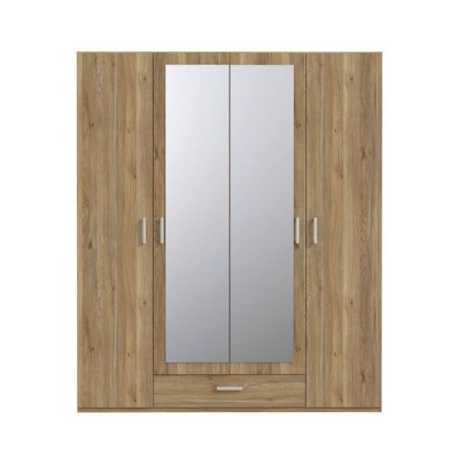 Armario con Espejo 178x211 cm 2 Puertas y Cajón Roble ECBS944-D108