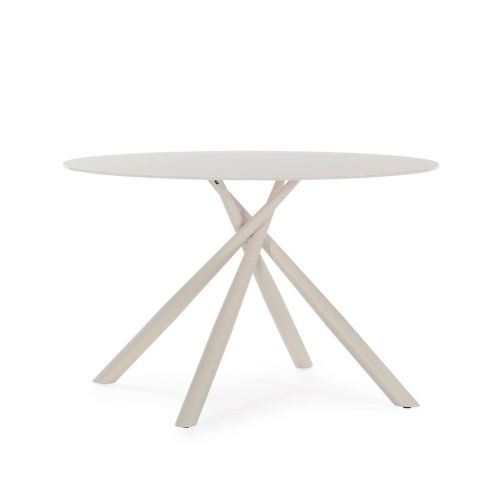 Mesa de Comedor Redonda LEXA con Tapa de Cristal y Patas de Metal
