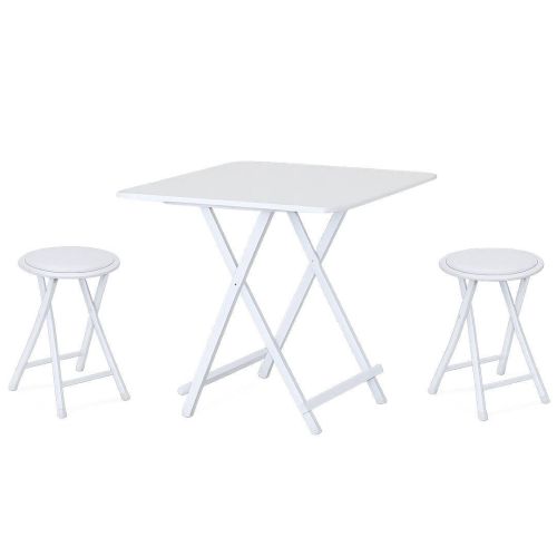 Pack de Cocina con Mesa y 2 Taburetes Plegables Blancos 311938