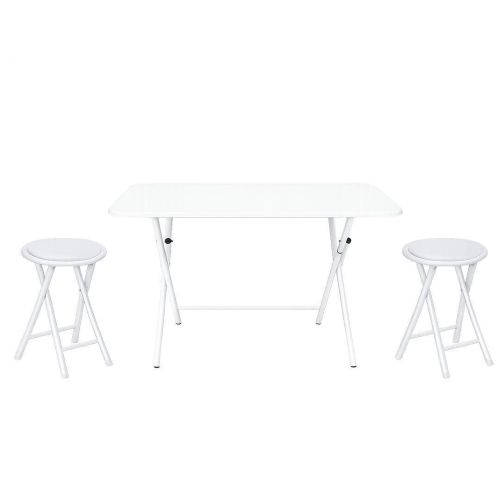 Pack de Cocina 313103 con Mesa y 2 Taburetes Plegables Blancos