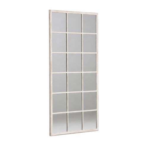 Espejo de Madera Blanca Rozada 90x180 cm con Montaje Versátil 615027
