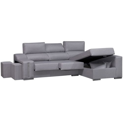Sofá Chaise Longue Derecha OSCAR con Arcón y Puff