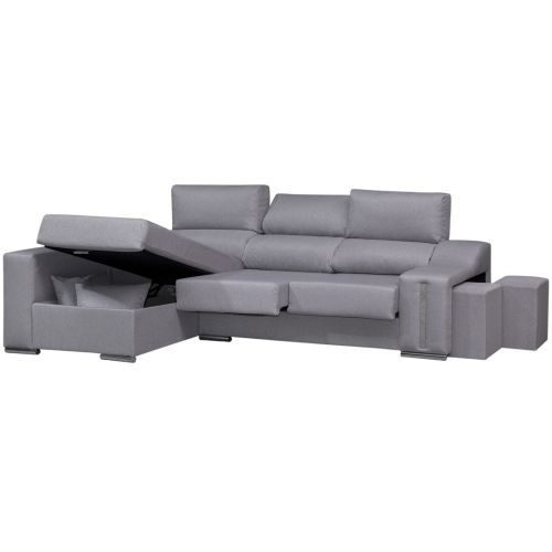 Sofá Chaise Longue Izquierda OSCAR con Arcón y Puff