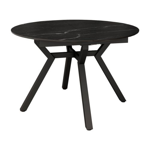 Mesa de Comedor Redonda Extensible ROSS en Negro Porcelánico Marquina CNG047NQ