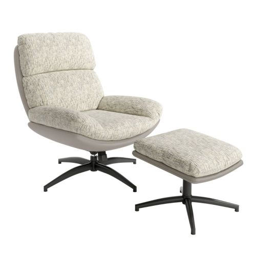 Sillón Giratorio DENIA con Ottoman en Tela Perla Perla+Nube CG2214PN