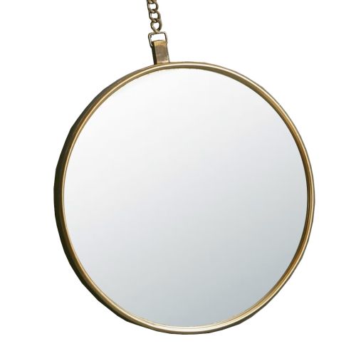 Espejo de Pared Redondo de 60 cm con Marco de Metal Dorado 60-109