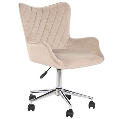 Silla de Oficina Color Crema Tapizada en Poliéster con Ruedas MB-208355