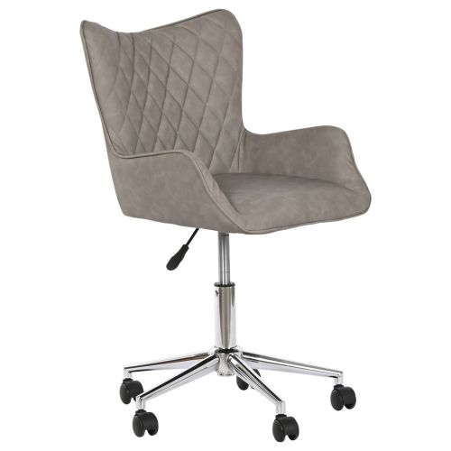 Silla escritorio con ruedas base metálica y tapizado en poliéster gris claro MB-208356