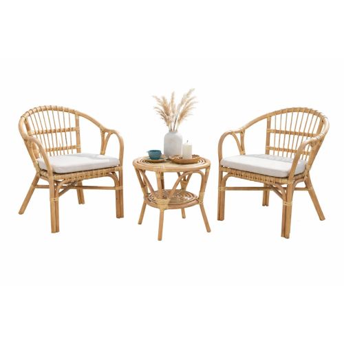 Conjunto de Balcón 2 Sillas y Mesa de Ratán MB-213863