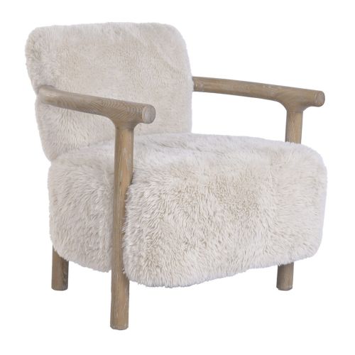 Sillón de Dormitorio Tapizado en Poliéster Efecto Pelo Beige MB-227192