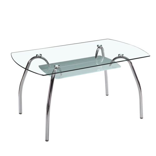 Mesa de Comedor SAN con Estructura de Metal y Tapa de Cristal