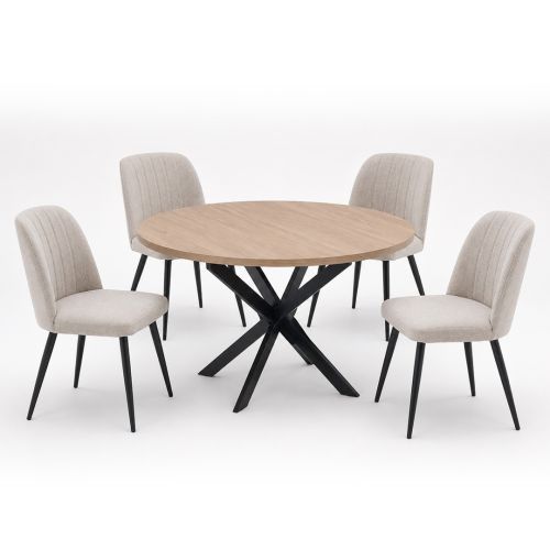 Conjunto Mesa BOLTON con 4 Sillas Tapizadas Modernas