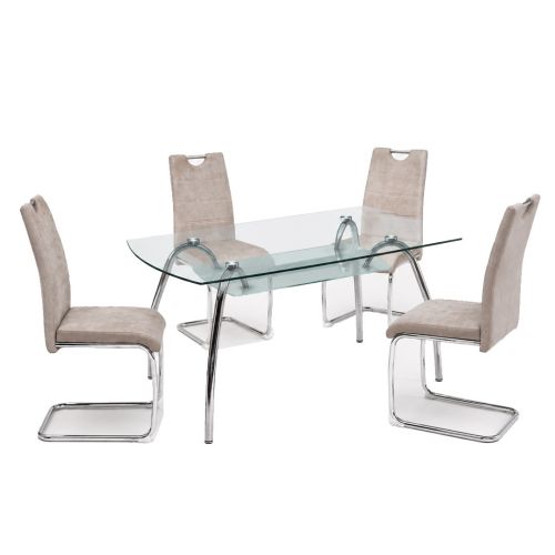 Conjunto Mesa SAN con 4 Sillas Tapizadas Modernas