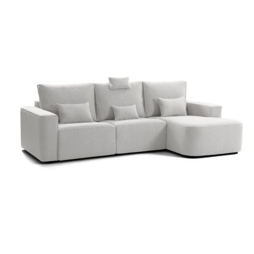 Sofá Chaise Longue Derecha MUSSA con Asientos Deslizantes Tapizado en Poliéster