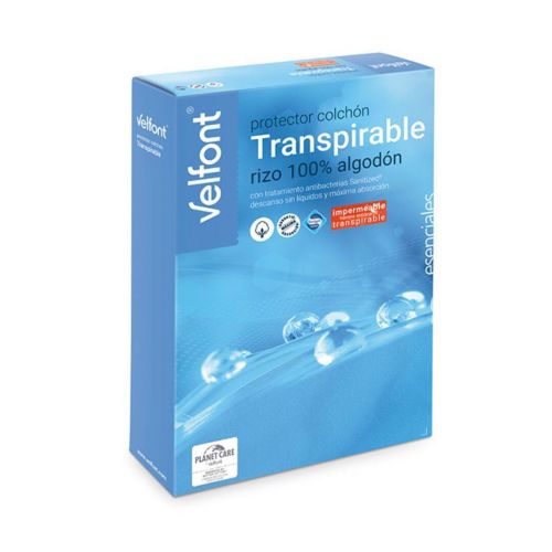 Protector de Colchón Rizo100% algodón Transpirable e Impermeable Blanco 135 cm 550310