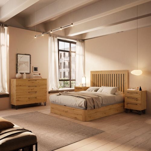 Conjunto de Dormitorio KRONOS.5 con Mesitas y Cómoda en Melamina