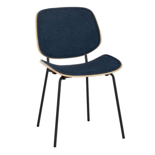 Silla de Comedor de Madera SPOOK con Tejido Azul Marino 609458