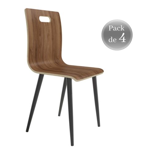 Pack 4 Sillas de Comedor SOFIA de Madera con Patas Negras