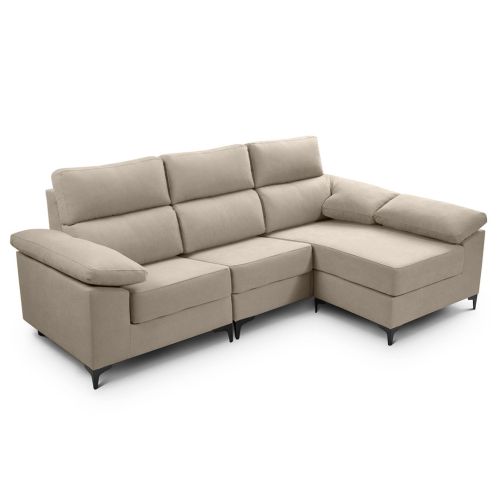 Chaiselongue Reversible 255 cm DAMA Tapizado en Tela con Patas Metálicas