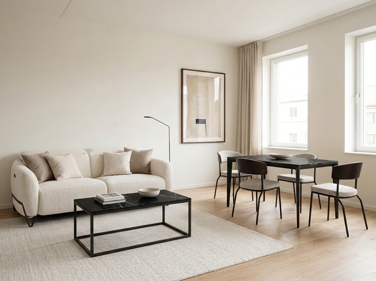 La iluminación como protagonista del salón Salón con comedor abierto donde una lámpara de diseño se convierte en el elemento protagonista de la decoración.
